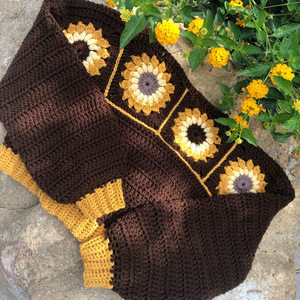HANDMADE Crochet Sunflower Cropped Sweater